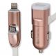 4Smarts MultiCord Car Charger - зарядно за кола с кабел за microUSB и Lightning стандарти за мобилни устройства (розово злато) thumbnail