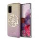 Guess Glitter 4G Circle Logo Case - дизайнерски кейс с висока защита за Samsung Galaxy S20 (розов) thumbnail