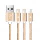 Devia Premium 3 in 1 Cable - универсален кабел с 2xLightning и MicroUSB конектори (златист) thumbnail 6