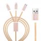 Devia Premium 3 in 1 Cable - универсален кабел с 2xLightning и MicroUSB конектори (розово злато) thumbnail
