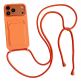 Силиконов (TPU) калъф за iPhone 18 Pro, iPhone 17 Pro - Silicone Case with Card Pocket and Crossbody Strap (оранжев) thumbnail