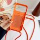Силиконов (TPU) калъф за iPhone 18 Pro, iPhone 17 Pro - Silicone Case with Card Pocket and Crossbody Strap (оранжев) thumbnail 3