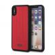 Mini Cooper Debossed Lines PU Soft Case - оригинален кожен кейс за iPhone XS, iPhone X (червен) thumbnail