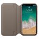 SDesign Original Leather Folio Case - качествен кожен (естествена кожа) калъф за iPhone XS, iPhone X (бежов) thumbnail 2