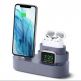 Elago Trio Charging Hub Pro - силиконова поставка за зареждане на iPhone, Apple Watch и Apple AirPods Pro (лилава) thumbnail