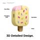 Elago Airpods Pro Ice Cream Design Silicone Case - силиконов калъф с карабинер за Apple Airpods Pro (жълт)  thumbnail 2