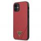 Guess Saffiano Leather Hard Case - дизайнерски кожен кейс за iPhone 12 mini (червен) thumbnail