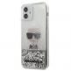 Karl Lagerfeld Liquid Glitter Ikonik Case - дизайнерски кейс с висока защита за iPhone 12 mini (сребрист) thumbnail