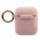 Guess Airpods Triangle Logo Silicone Case - силиконов калъф с карабинер за Apple Airpods и Apple Airpods 2 (розов) thumbnail 2