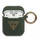 Guess Airpods Triangle Logo Silicone Case - силиконов калъф с карабинер за Apple Airpods и Apple Airpods 2 (тъмнозелен) thumbnail