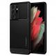 Spigen Rugged Armor Case - тънък качествен силиконов (TPU) калъф за Samsung Galaxy S21 Ultra (черен) thumbnail