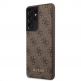 Guess 4G Charms Collection Hard Case - дизайнерски кожен кейс за Samsung Galaxy S21 Ultra (кафяв) thumbnail