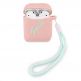 Guess Airpods Vintage Silicone Case - силиконов калъф с връзка за Apple Airpods и Apple Airpods 2 (розов) thumbnail