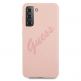 Guess Silicone Script Vintage Silicone Case - дизайнерски силиконов кейс за Samsung Galaxy S21 (розов) thumbnail 3