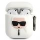 Karl Lagerfeld Airpods Ikonik Silicone Case - силиконов калъф с карабинер за Apple Airpods и Apple Airpods 2 (бял) thumbnail