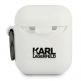 Karl Lagerfeld Airpods Ikonik Silicone Case - силиконов калъф с карабинер за Apple Airpods и Apple Airpods 2 (бял) thumbnail 2