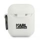 Karl Lagerfeld Airpods Choupette Silicone Case - силиконов калъф с карабинер за Apple Airpods и Apple Airpods 2 (бял) thumbnail 2