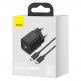 Baseus Super Si USB-C PD Wall Charger 25W (TZCCSUP-L01) - захранване за ел. мрежа с USB-C изход с технология за бързо зареждане и USB-C към USB-C кабел (черен) thumbnail 3