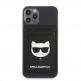 Karl Lagerfeld Saffiano Magnetic Wallet Choupette Head - кожен портфейл (джоб) за прикрепяне към iPhone с MagSafe (черен) thumbnail