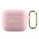 Guess AirPods 3 Silicone Vintage Script Case - силиконов калъф с карабинер за Apple Airpods 3 (розов) thumbnail