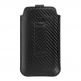 Vennus Carbon Pouch Size 19 - вертикален кожен калъф, тип джоб с лента за издърпване за Galaxy S20 Ultra, Xiaomi Redmi Note 9S, Redmi Note 9 Pro, LG K41S, LG K51S и други (черен) thumbnail 3