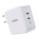 Choetech GaN Fast Charger 100W USB-C PD Wall Charger - захранване с 2 x USB-C изхода и с технология за бързо зареждане (бял)  thumbnail