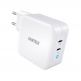 Choetech GaN Fast Charger 100W USB-C PD Wall Charger - захранване с 2 x USB-C изхода и с технология за бързо зареждане (бял)  thumbnail 2