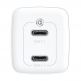 Baseus GaN 2 Lite Charger 65W (CCGAN2L-E02) - захранване за ел. мрежа за лаптопи, смартфони и таблети с 2xUSB-C изхода и с технология за бързо зареждане (бял) thumbnail 2