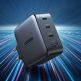 Ugreen GaN Fast Wall Charger PPS 100W - захранване за ел. мрежа за лаптопи, смартфони и таблети с USB и 3xUSB-C изходи с технология за бързо зареждане (черен) thumbnail 3