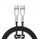Baseus Cafule Metal Series USB-C to USB-C Cable 100W (CATJK-C01) - здрав кабел с въжена оплетка за устройства с USB-C порт (100 см) (черен) thumbnail
