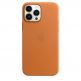 Apple iPhone Leather Case with MagSafe - оригинален кожен кейс (естествена кожа) за iPhone 13 Pro Max (оранжев) thumbnail 3