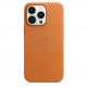 Apple iPhone Leather Case with MagSafe - оригинален кожен кейс (естествена кожа) за iPhone 13 Pro (оранжев) thumbnail 2