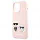 Karl Lagerfeld Karl & Choupette Silicone Case - дизайнерски силиконов кейс за iPhone 13 Pro Max (розов) thumbnail 6