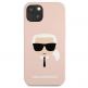 Karl Lagerfeld Head Silicone Case - дизайнерски силиконов кейс за iPhone 13 (розов) thumbnail 3