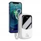Baseus Qpow Digital Display Power bank with Lightning cable 20W (PPQD-H02) - външна батерия 20000 mAh с вграден Ligtning кабел и USB-C, USB-A и Lightning изходи (бял) thumbnail