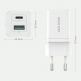 Dux Ducis Super Si Dual USB & USB-C PD Wall Charger 30W- захранване за ел. мрежа с USB и USB-C изходи и технология за бързо зареждане (бял) thumbnail 16
