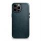 iCarer Leather Oil Wax MagSafe Case - кожен (естествена кожа) кейс с MagSafe за iPhone 13 Pro Max (син) thumbnail