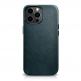 iCarer Leather Oil Wax MagSafe Case - кожен (естествена кожа) кейс с MagSafe за iPhone 13 Pro (син) thumbnail
