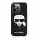 Karl Lagerfeld Saffiano Karl Head Leather Case - дизайнерски кожен кейс за iPhone 13 Pro (черен)  thumbnail