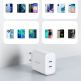 Ugreen Travel Wall Charger Power Delivery 40W - захранване за ел. мрежа смартфони и таблети с 2xUSB-C изхода и с технология за бързо зареждане (бял) thumbnail 3