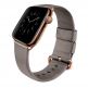 Uniq Mondain Leather Band - кожена (естествена кожа) каишка за Apple Watch 42мм, 44мм, 45мм (бежов-сребрист) thumbnail