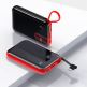 Baseus Mini S Digital Display Power Bank 15W Wireless Charger 10000mAh (PPXF-A09) - външна батерия 10000 mAh с вграден USB-C кабел и USB-C, USB-A и Lightning портове (черен-червен) thumbnail 2