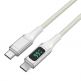 4smarts DigitCord USB-C to USB-C 100W Cable - здрав кабел с въжена оплетка и дисплей, за зареждане на устройства с USB-C порт (150 см) (бял) thumbnail