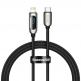 Baseus Digital Display USB-C to Lightning Cable PD 20W (CATLSK-01) - USB-C към Lightning кабел за Apple устройства с Lightning порт (100 см) (черен) thumbnail