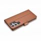 iCarer Haitang Leather Wallet Case - кожен (естествена кожа) калъф, тип портфейл за Samsung Galaxy S22 Ultra (кафяв) thumbnail 3