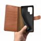 iCarer Haitang Leather Wallet Case - кожен (естествена кожа) калъф, тип портфейл за Samsung Galaxy S22 Ultra (кафяв) thumbnail 4