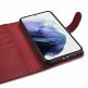 iCarer Haitang Leather Wallet Case - кожен (естествена кожа) калъф, тип портфейл за Samsung Galaxy S22 (червен) thumbnail 7