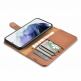 iCarer Haitang Leather Wallet Case - кожен (естествена кожа) калъф, тип портфейл за Samsung Galaxy S22 (кафяв) thumbnail 2