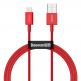 Baseus Superior Lightning USB Cable (CALYS-A09) - USB кабел за Apple устройства с Lightning порт (100 см) (червен) thumbnail