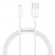 Baseus Superior Lightning USB Cable (CALYS-A02) - USB кабел за Apple устройства с Lightning порт (100 см) (бял) thumbnail